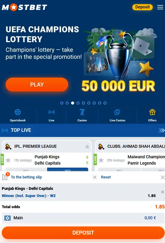 Mobile Betting Process - Mostbet