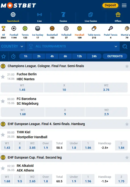 Sports Betting Capabilities - Mostbet